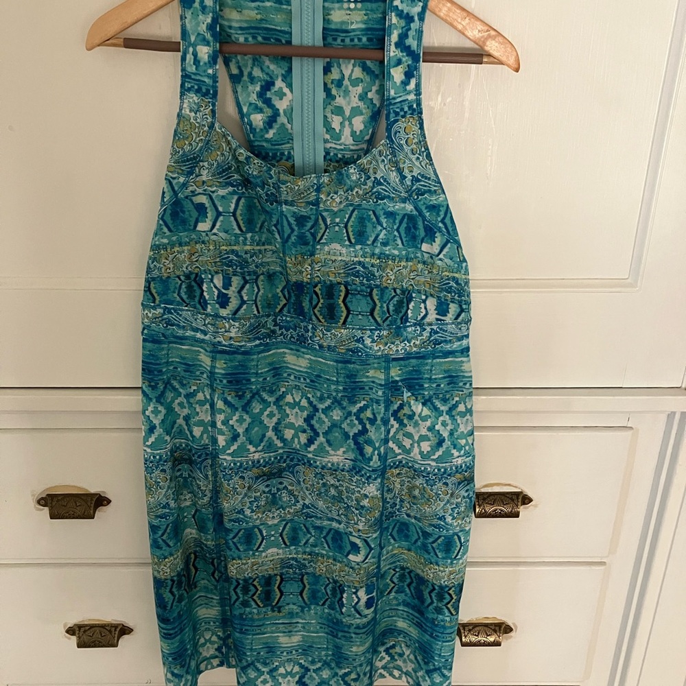 Title Nine Trouble Dress Aqua Print Size 12